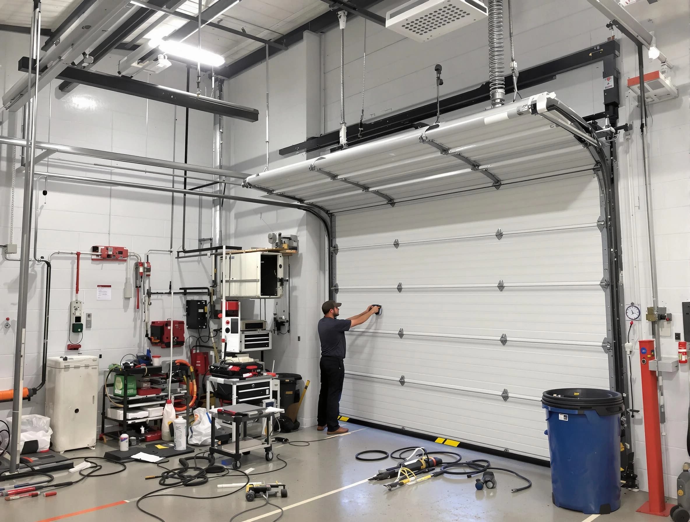 Villa Rica Garage Door Repair certified technician performing commercial door repair at a Villa Rica business facility