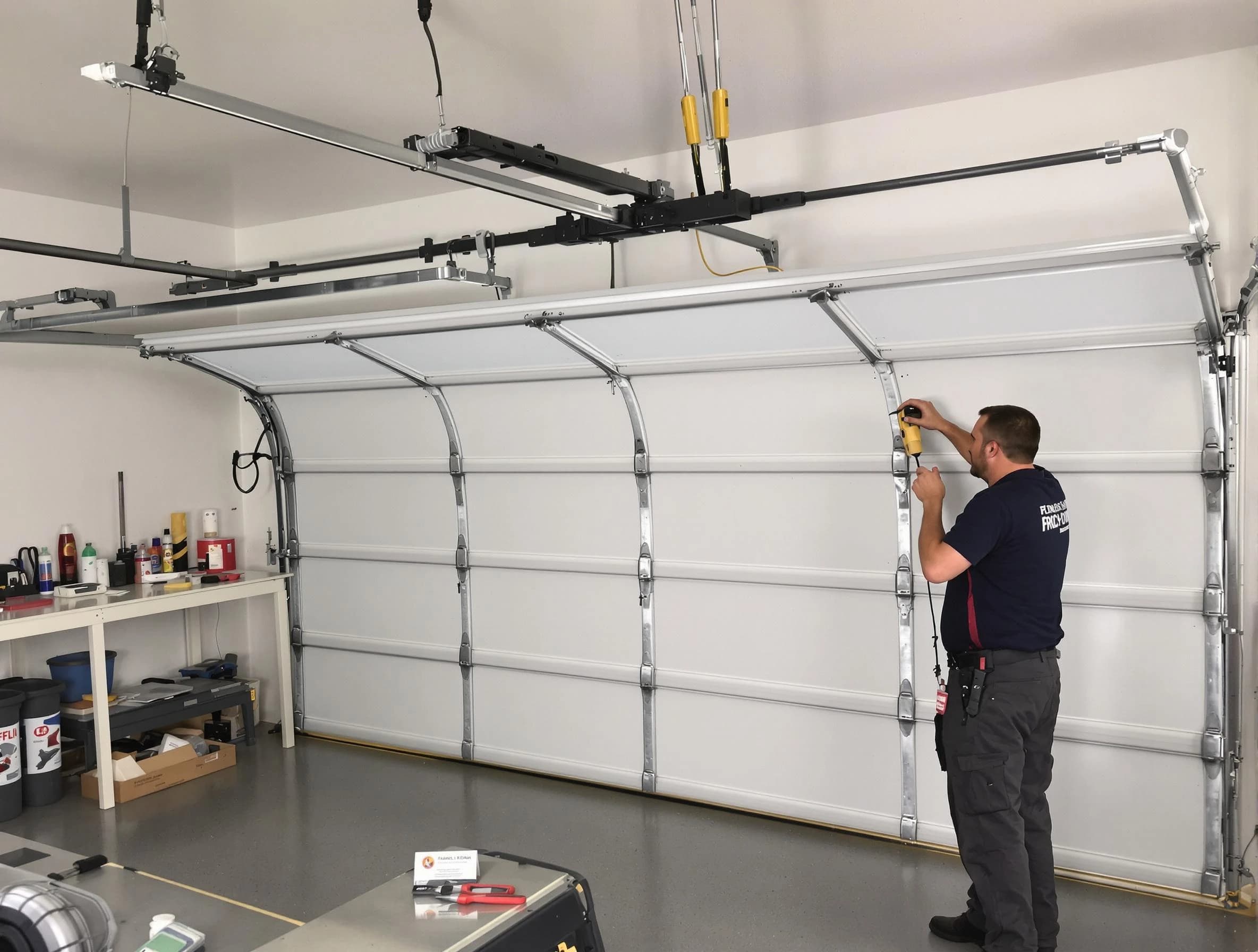Villa Rica Garage Door Repair certified technician performing overhead door system repair in Villa Rica