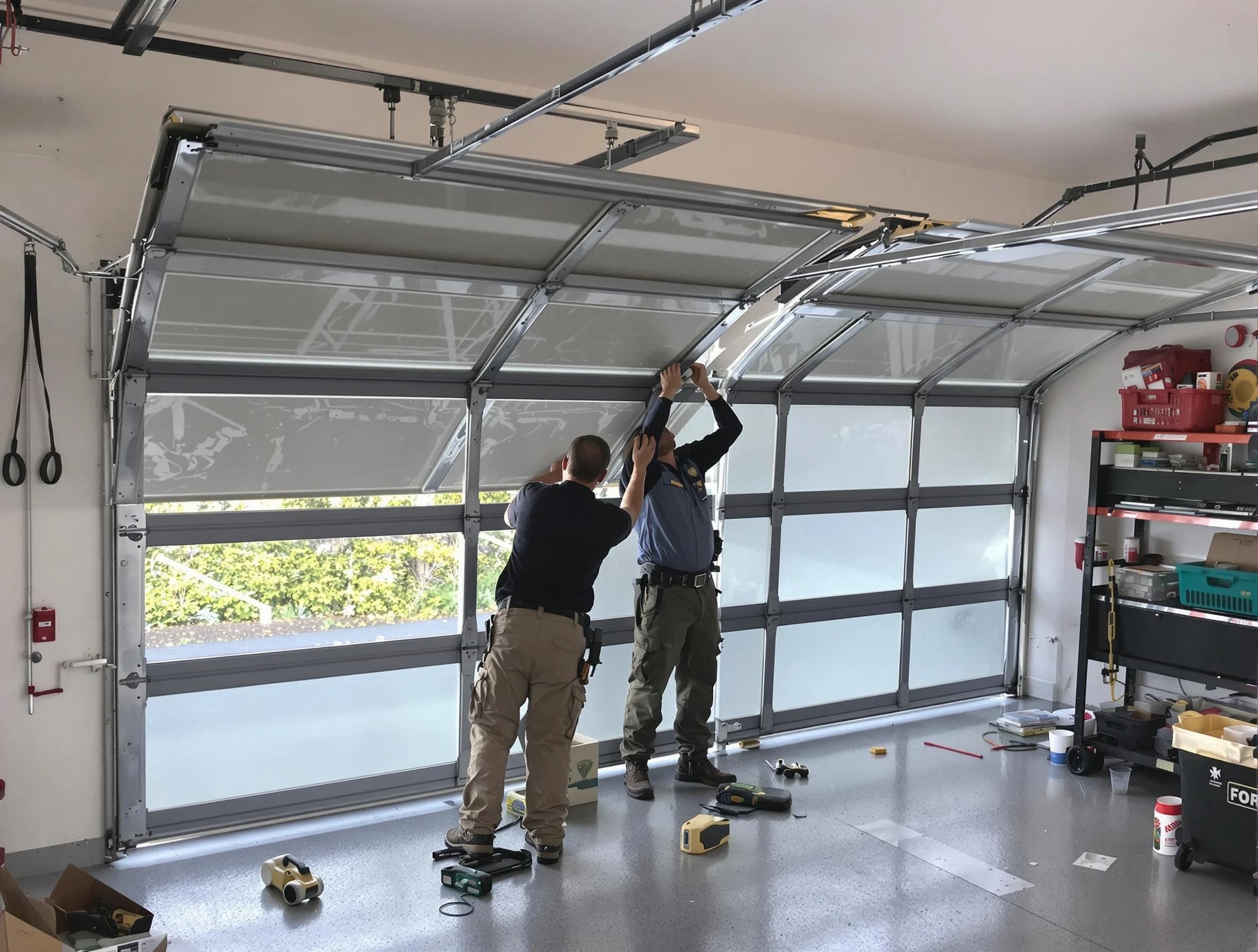 Villa Rica Garage Door Repair expert performing precise panel replacement on Villa Rica garage door