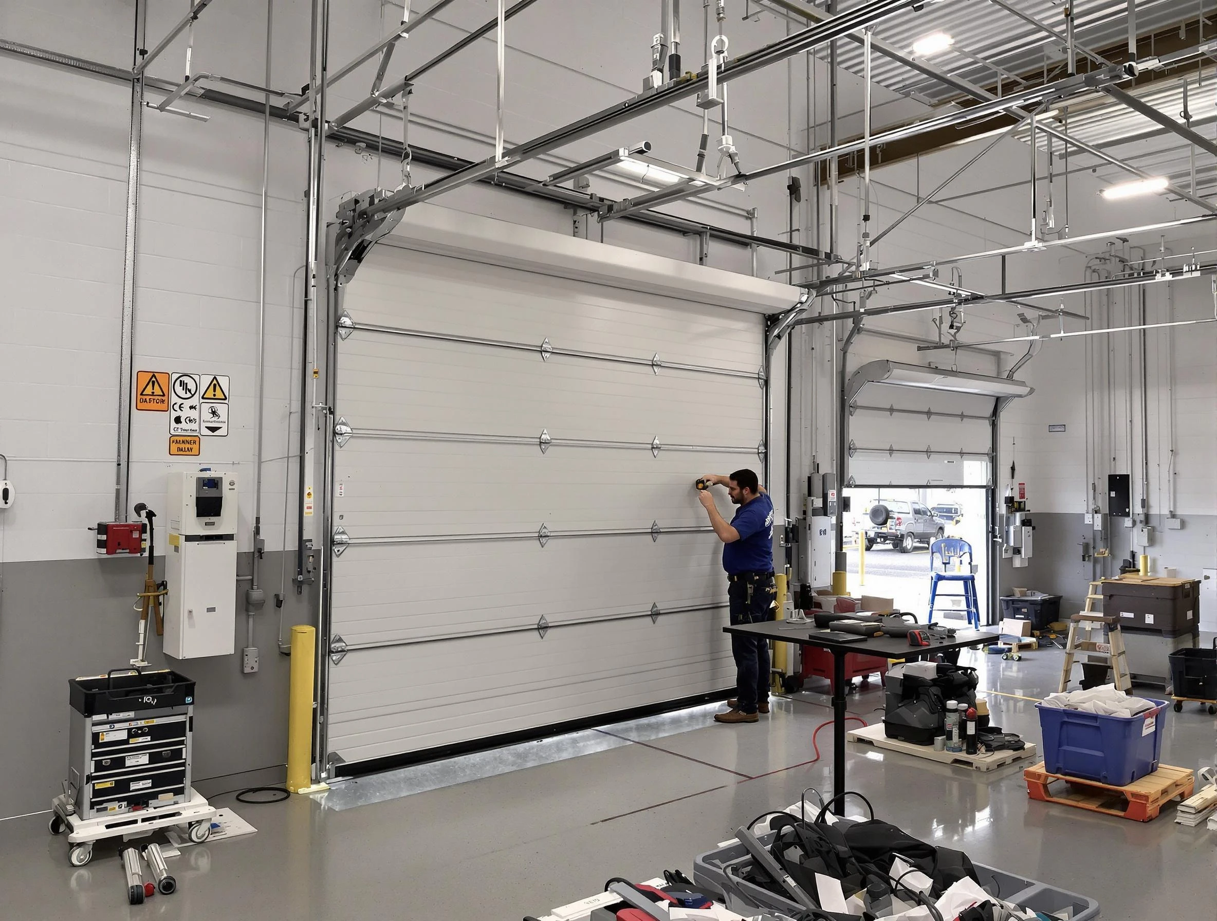 Commercial garage door repair being performed by Villa Rica Garage Door Repair expert in Villa Rica