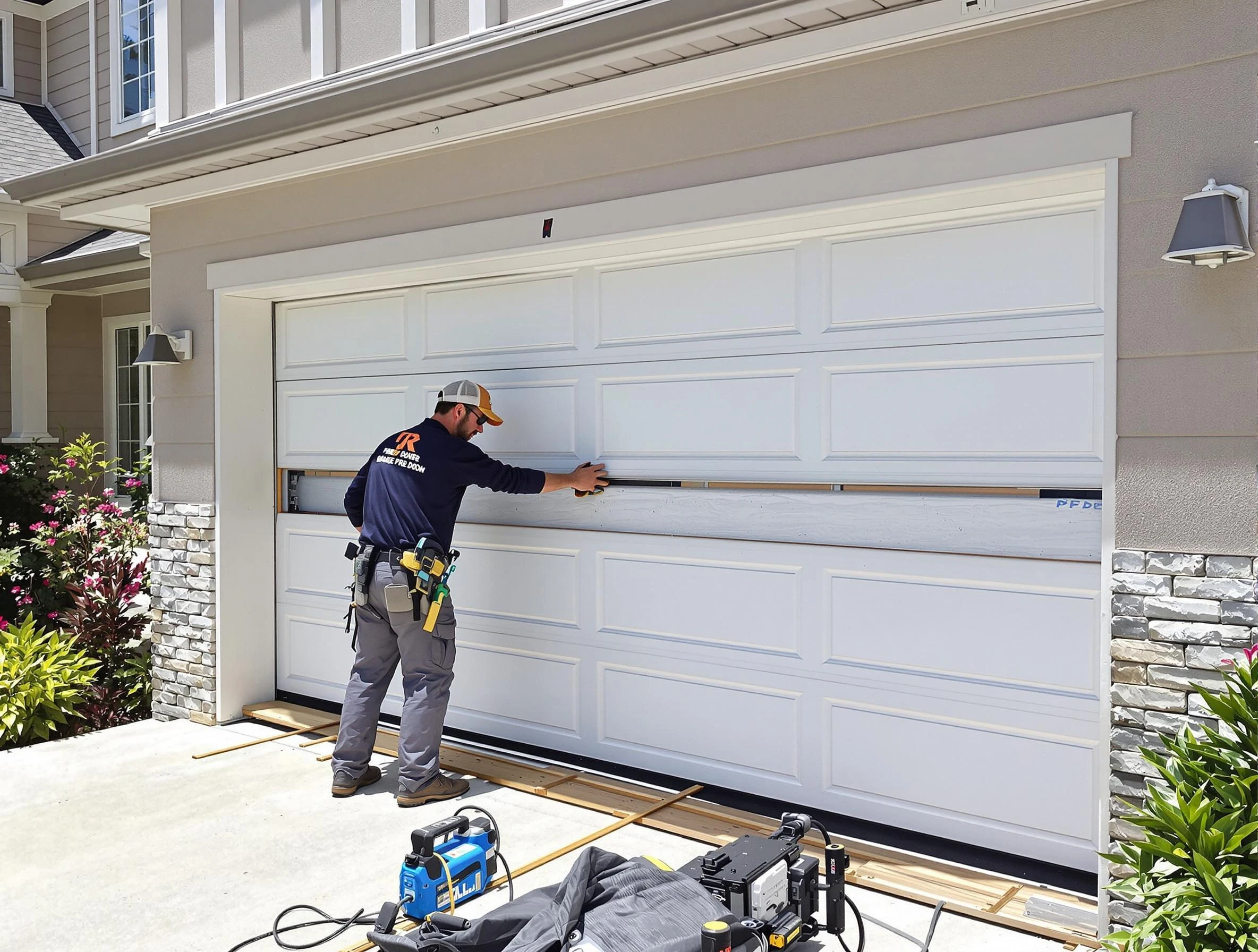 Villa Rica Garage Door Repair team performing complete garage door replacement at Villa Rica residence