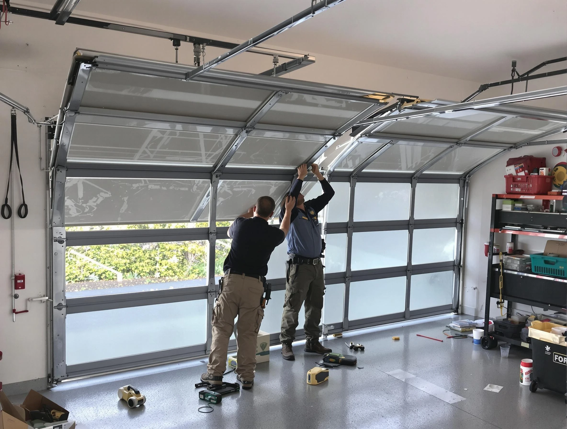 Villa Rica Garage Door Repair expert performing precise panel replacement on Villa Rica garage door
