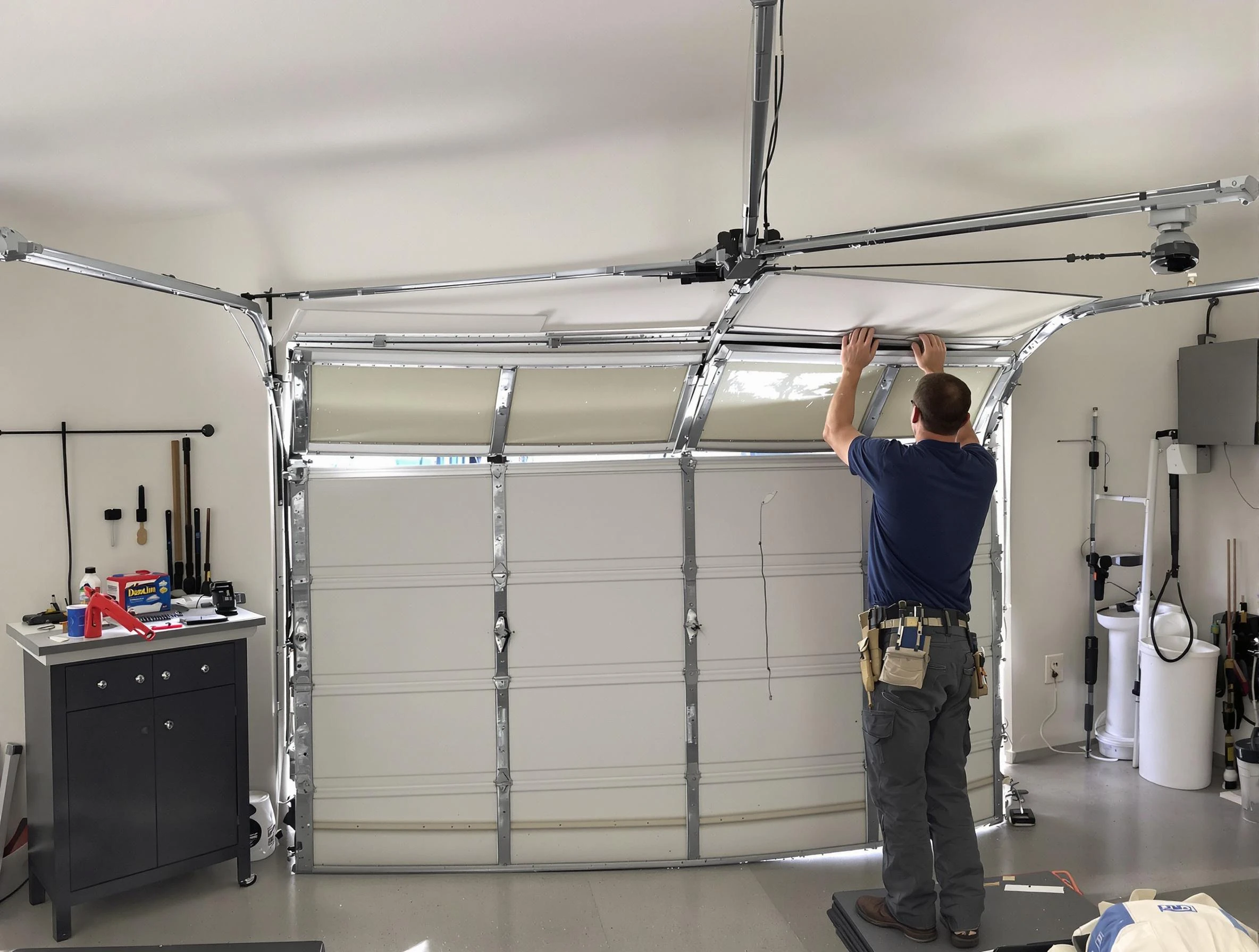 Villa Rica Garage Door Repair specialist performing precise section replacement on Villa Rica garage door